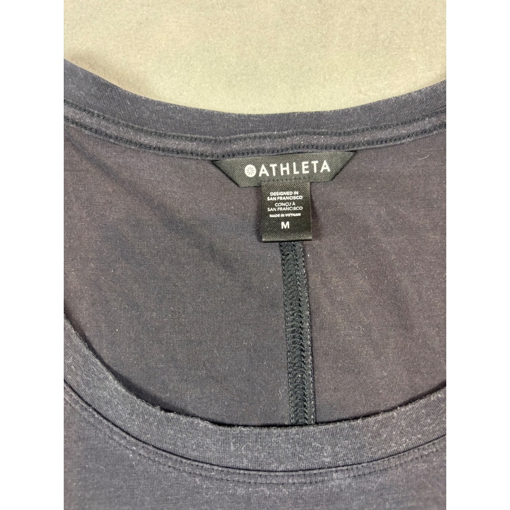 Athleta Womens Scoop Neck Short Sleeve Activewear Tee Charcoal Grey Black Size M - Picture 2 of 5